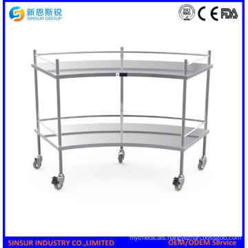 Hospital Stainless Steel Fan Shaped Operation Apparatus Table/Instrument Trolley
